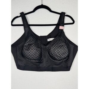Cacique Unlined Full Coverage No-Wire Bra Women 46DDD (46F)Black Mesh Supportive